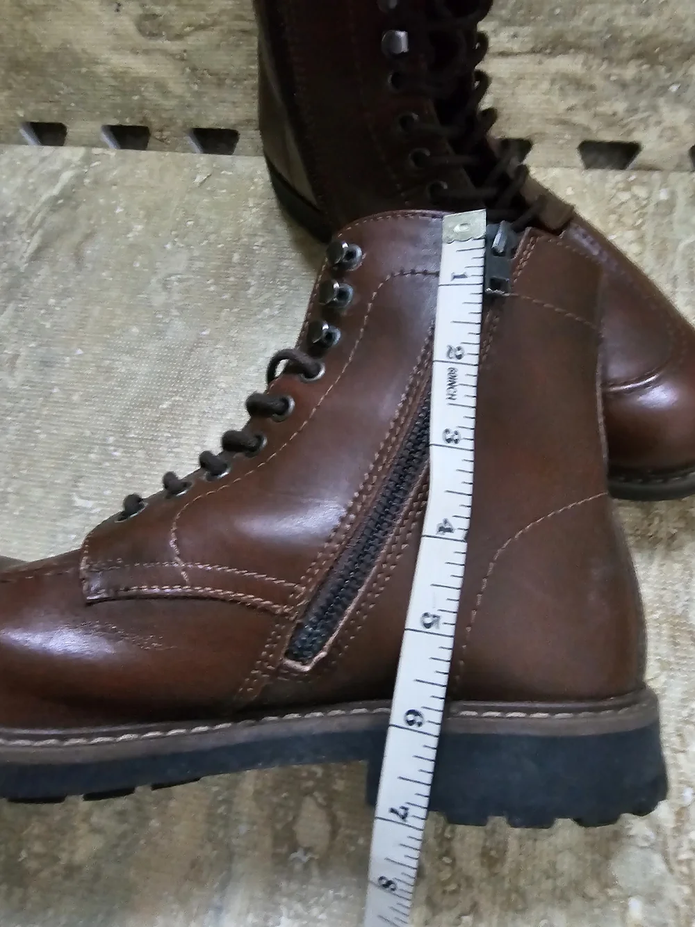 Alfani Men's Brown Leather Lace-Up Side-Zip Boots